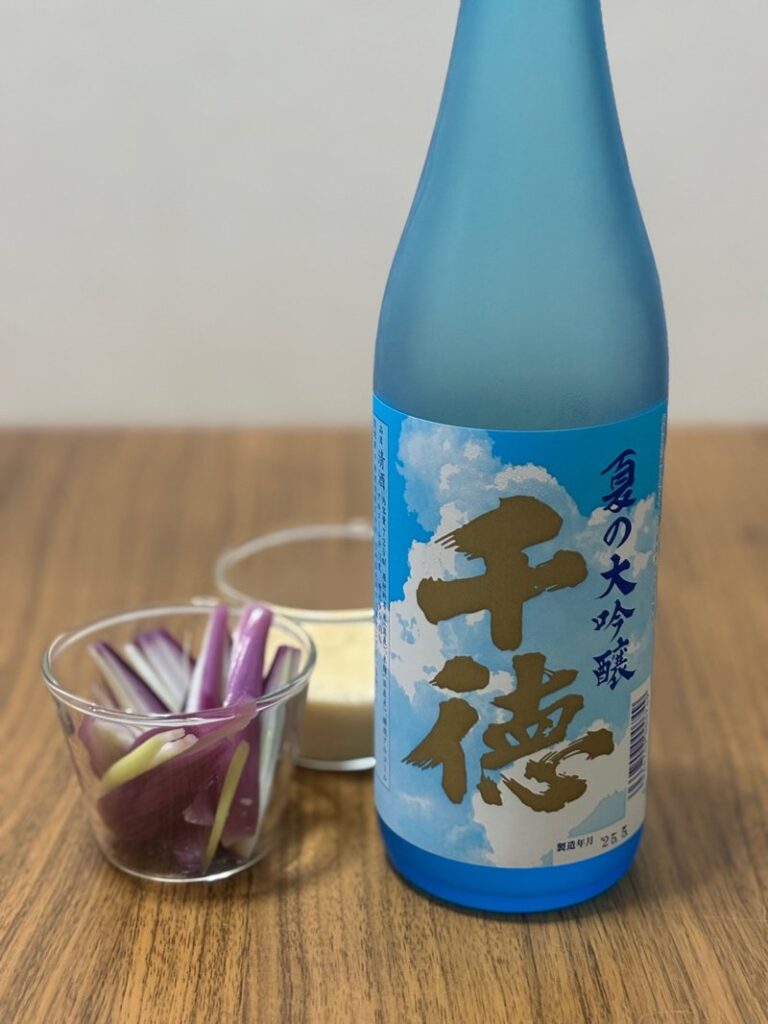 Sentoku “Summer Daiginjo” paired with purple scallions and homemade tartar sauce