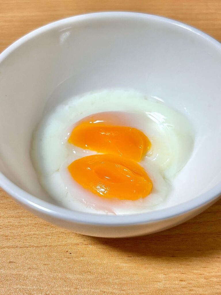 Soft-boiled "onsen tamago" with silky whites and creamy yolks
