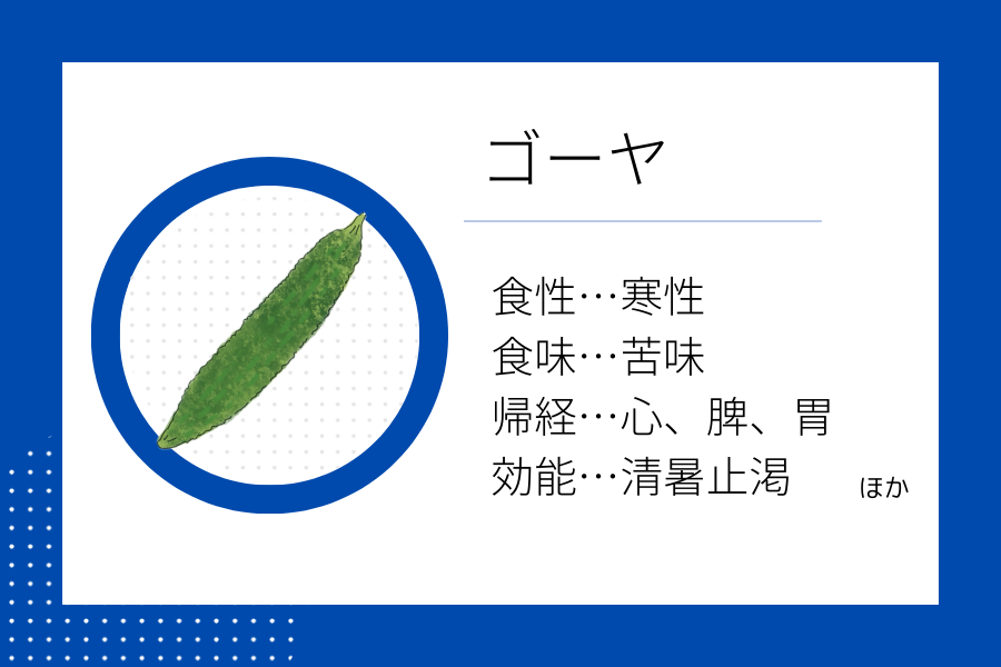 An illustration summarizing the medicinal properties of “Late Summer Dietary Therapy: Bitter Melon” showing a bitter melon image along with its nature, flavor, meridian tropism, and functions.