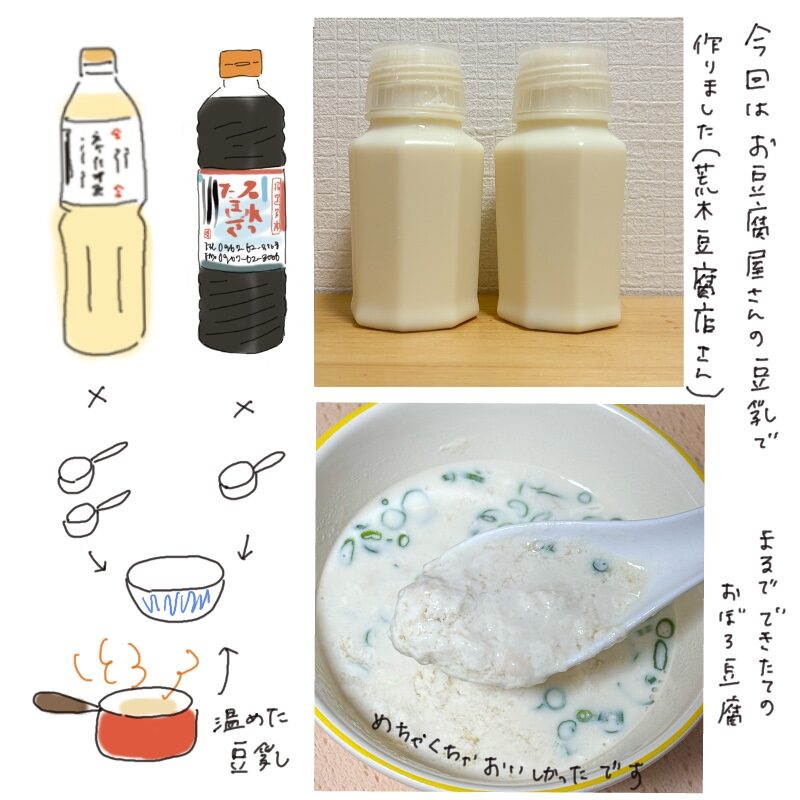 Illustrated and photo guide for making Taiwanese savory soy milk soup (Xian Dou Jiang) using soy milk and vinegar.