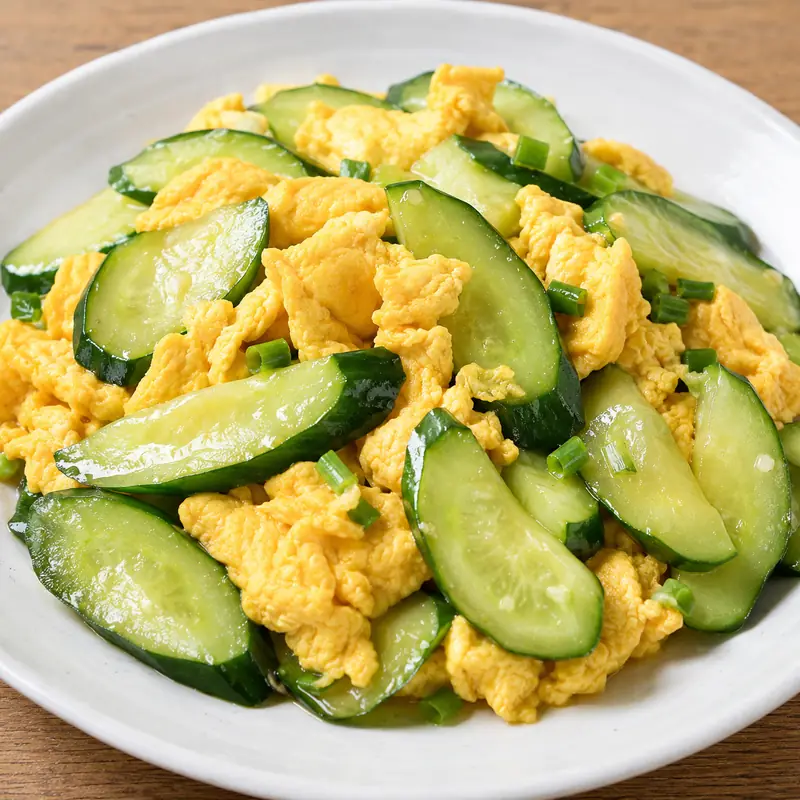 Chinese stir-fried cucumber and eggs