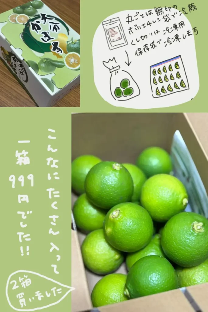 Image showing a box of kabosu and ideas for storing and using it